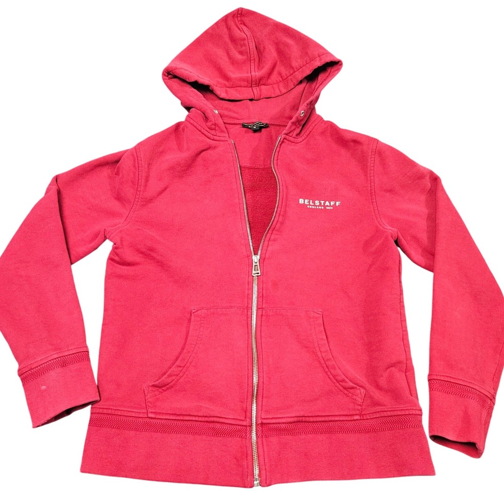 Belstaff Hoodie Small Red Full Zip Premium Casual Minimalist Everyday Basics